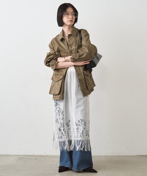 LOUNGEDRESS（ラウンジドレス）の「レースキャミワンピース（ワンピース・レディース・オフホワイト/ブラック・FREE）」の14枚目の写真