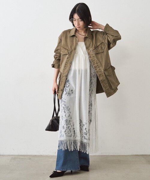 LOUNGEDRESS（ラウンジドレス）の「レースキャミワンピース（ワンピース・レディース・オフホワイト/ブラック・FREE）」の15枚目の写真