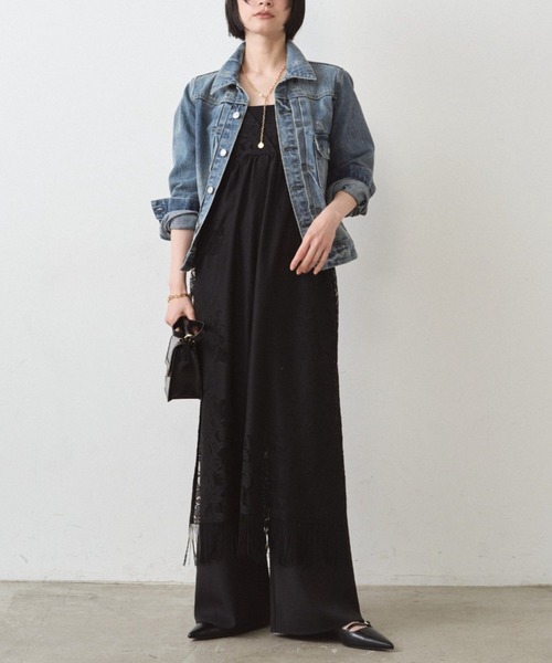 LOUNGEDRESS（ラウンジドレス）の「レースキャミワンピース（ワンピース・レディース・オフホワイト/ブラック・FREE）」の2枚目の写真