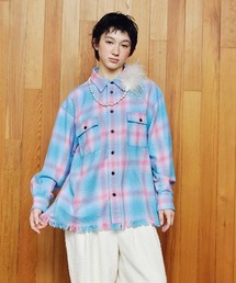 MEDE19F | ＭＥＤＥ１９Ｆ　古着屋でみつけたようなネルチェックシャツ〈ブルー〉(シャツ/ブラウス)