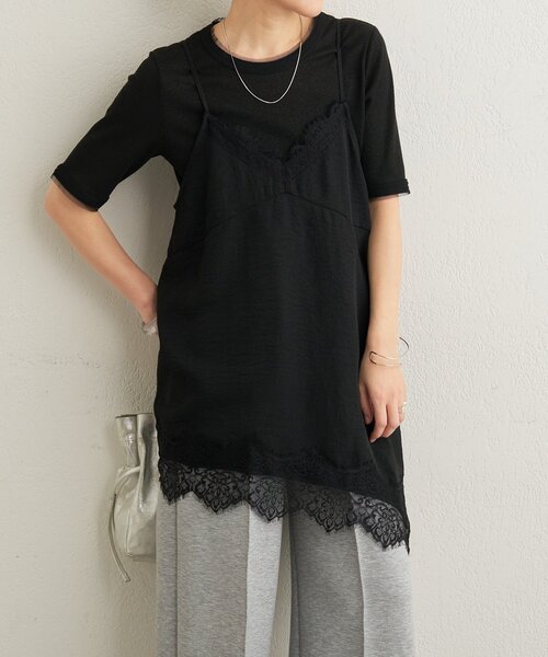 Omekashi（オメカシ）の「レースキャミチュニック（シャツ/ブラウス・レディース・オフホワイト/ベージュ/ブラック・FREE）」の3枚目の写真