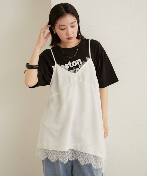 Omekashi（オメカシ）の「レースキャミチュニック（キャミソール・レディース・オフホワイト/ベージュ/ブラック・FREE）」の6枚目の写真