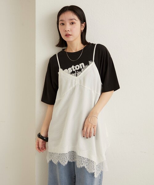 Omekashi（オメカシ）の「レースキャミチュニック（キャミソール・レディース・オフホワイト/ベージュ/ブラック・FREE）」の7枚目の写真