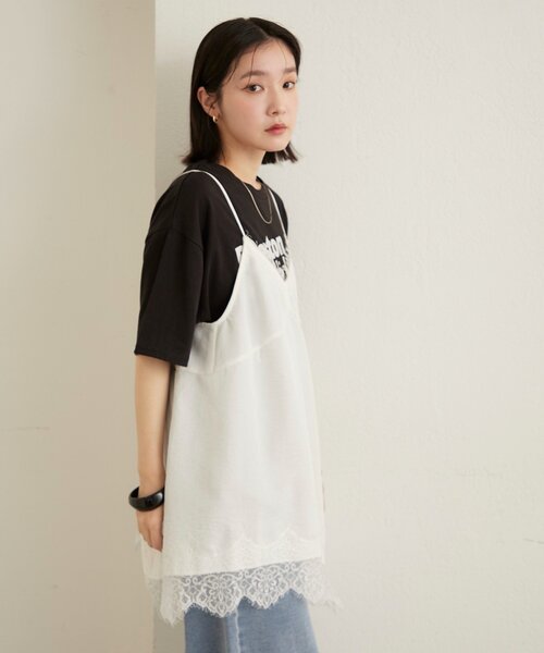 Omekashi（オメカシ）の「レースキャミチュニック（キャミソール・レディース・オフホワイト/ベージュ/ブラック・FREE）」の8枚目の写真