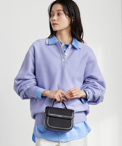 green label relaxing（グリーンレーベルリラクシング）の「ポロカラー スウェット（スウェット・レディース・ダークグレー/ライトブルー/ナチュラル・FREE）」の4枚目の写真