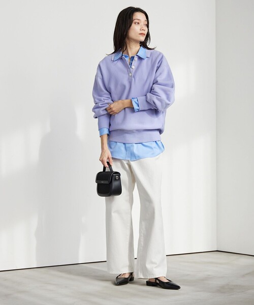 green label relaxing（グリーンレーベルリラクシング）の「ポロカラー スウェット（スウェット・レディース・ダークグレー/ライトブルー/ナチュラル・FREE）」の8枚目の写真