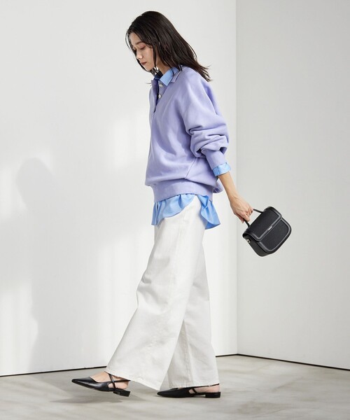 green label relaxing（グリーンレーベルリラクシング）の「ポロカラー スウェット（スウェット・レディース・ダークグレー/ライトブルー/ナチュラル・FREE）」の9枚目の写真