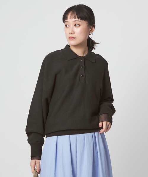 green label relaxing（グリーンレーベルリラクシング）の「ポロカラー スウェット（スウェット・レディース・ダークグレー/ライトブルー/ナチュラル・FREE）」の10枚目の写真