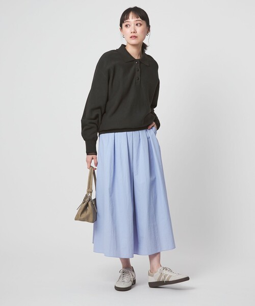 green label relaxing（グリーンレーベルリラクシング）の「ポロカラー スウェット（スウェット・レディース・ダークグレー/ライトブルー/ナチュラル・FREE）」の12枚目の写真