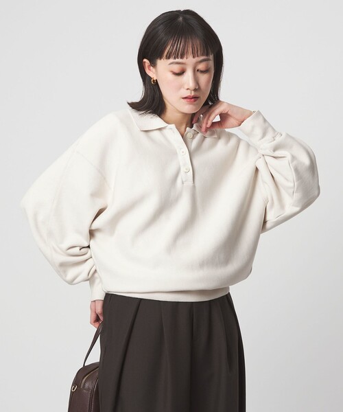 green label relaxing（グリーンレーベルリラクシング）の「ポロカラー スウェット（スウェット・レディース・ダークグレー/ライトブルー/ナチュラル・FREE）」の15枚目の写真