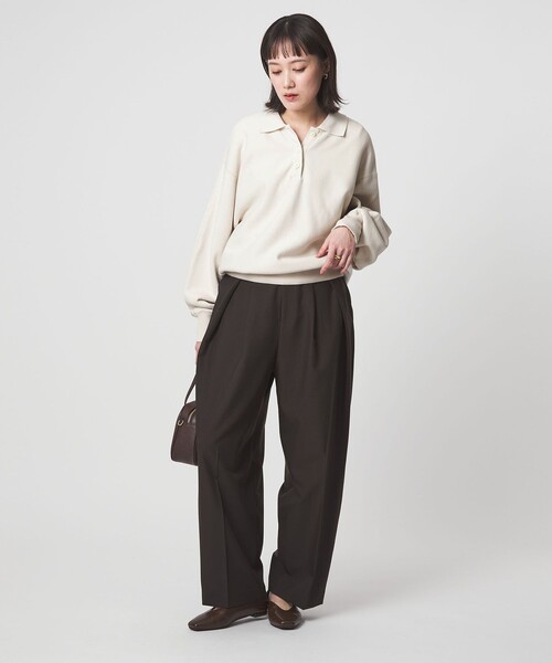 green label relaxing（グリーンレーベルリラクシング）の「ポロカラー スウェット（スウェット・レディース・ダークグレー/ライトブルー/ナチュラル・FREE）」の18枚目の写真