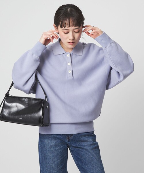 green label relaxing（グリーンレーベルリラクシング）の「ポロカラー スウェット（スウェット・レディース・ダークグレー/ライトブルー/ナチュラル・FREE）」の20枚目の写真