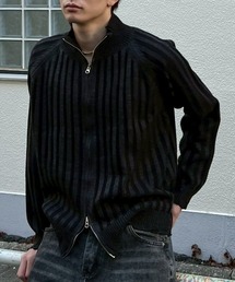 ジップアップ」に該当するメンズのニット/セーター（ブラック/黒色系