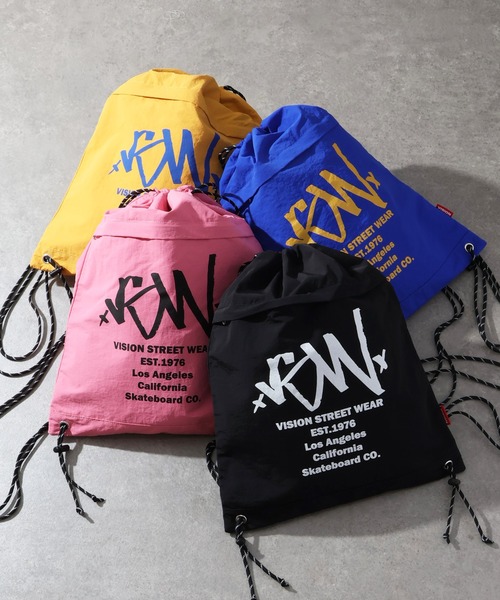 VISION STREET WEAR(ヴィジョンストリートウェア)の「【VISION STREET WEAR/ヴィジョンストリートウェア】Bicolor Knapsack/配色 ナップザック/シューズケース(バックパック/リュック・メンズ・マスタード/ピンク/ブラック/ブルー・FREE)」の5枚目の写真