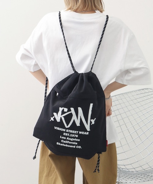 VISION STREET WEAR(ヴィジョンストリートウェア)の「【VISION STREET WEAR/ヴィジョンストリートウェア】Bicolor Knapsack/配色 ナップザック/シューズケース(バックパック/リュック・メンズ・マスタード/ピンク/ブラック/ブルー・FREE)」の16枚目の写真