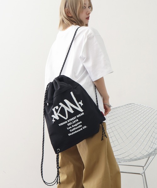 VISION STREET WEAR(ヴィジョンストリートウェア)の「【VISION STREET WEAR/ヴィジョンストリートウェア】Bicolor Knapsack/配色 ナップザック/シューズケース(バックパック/リュック・メンズ・マスタード/ピンク/ブラック/ブルー・FREE)」の19枚目の写真
