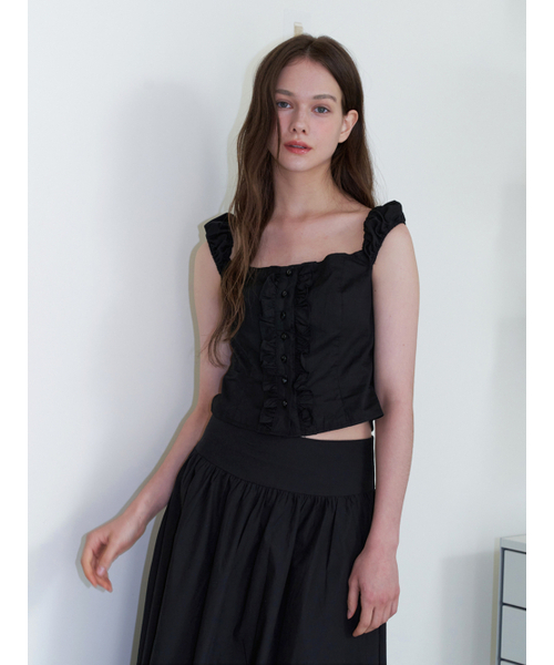 KINDABABY（カインダベイビー）の「frill sleeveless blouse top - black（シャツ/ブラウス・レディース・ブラック・FREE）」の2枚目の写真