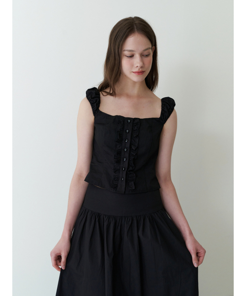 KINDABABY（カインダベイビー）の「frill sleeveless blouse top - black（シャツ/ブラウス・レディース・ブラック・FREE）」の3枚目の写真