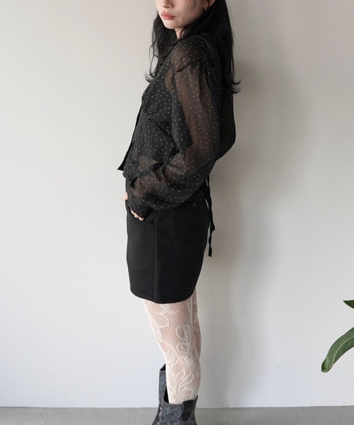 SANSeLF（サンセルフ）の「【SANSeLF】シアーフラワー切り替えブラウス saw25a078（シャツ/ブラウス・レディース・ブラック・FREE）」の3枚目の写真