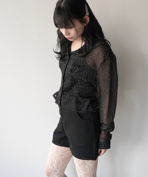 SANSeLF（サンセルフ）の「【SANSeLF】シアーフラワー切り替えブラウス saw25a078（シャツ/ブラウス・レディース・ブラック・FREE）」の4枚目の写真