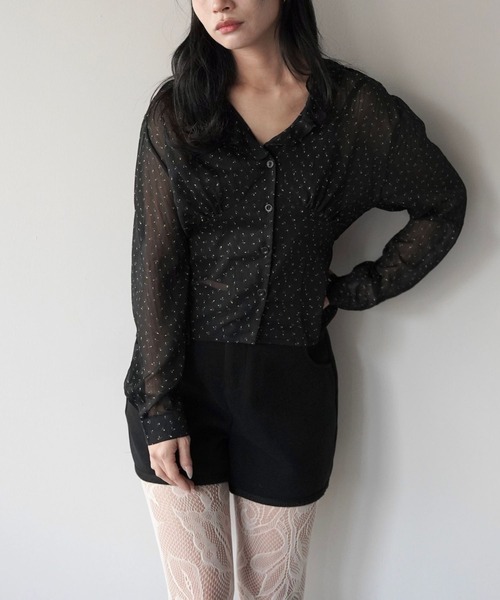 SANSeLF（サンセルフ）の「【SANSeLF】シアーフラワー切り替えブラウス saw25a078（シャツ/ブラウス・レディース・ブラック・FREE）」の6枚目の写真