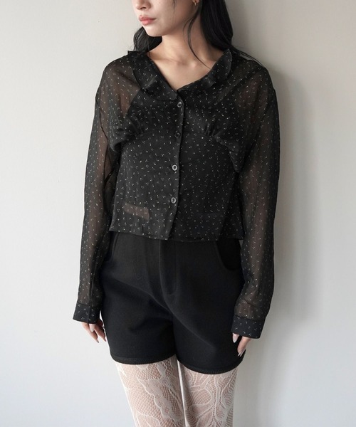 SANSeLF（サンセルフ）の「【SANSeLF】シアーフラワー切り替えブラウス saw25a078（シャツ/ブラウス・レディース・ブラック・FREE）」の7枚目の写真