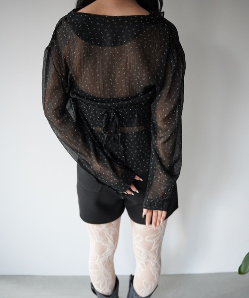 SANSeLF（サンセルフ）の「【SANSeLF】シアーフラワー切り替えブラウス saw25a078（シャツ/ブラウス・レディース・ブラック・FREE）」の8枚目の写真