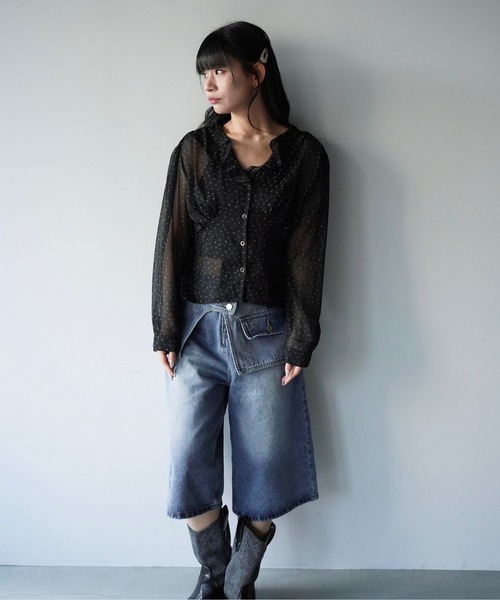 SANSeLF（サンセルフ）の「【SANSeLF】シアーフラワー切り替えブラウス saw25a078（シャツ/ブラウス・レディース・ブラック・FREE）」の11枚目の写真