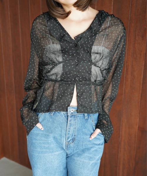 SANSeLF（サンセルフ）の「【SANSeLF】シアーフラワー切り替えブラウス saw25a078（シャツ/ブラウス・レディース・ブラック・FREE）」の16枚目の写真