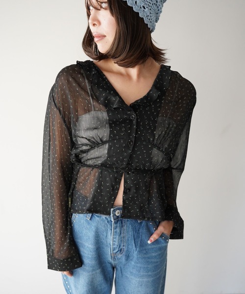 SANSeLF（サンセルフ）の「【SANSeLF】シアーフラワー切り替えブラウス saw25a078（シャツ/ブラウス・レディース・ブラック・FREE）」の15枚目の写真