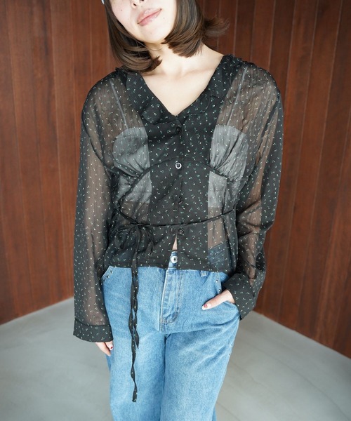 SANSeLF（サンセルフ）の「【SANSeLF】シアーフラワー切り替えブラウス saw25a078（シャツ/ブラウス・レディース・ブラック・FREE）」の13枚目の写真