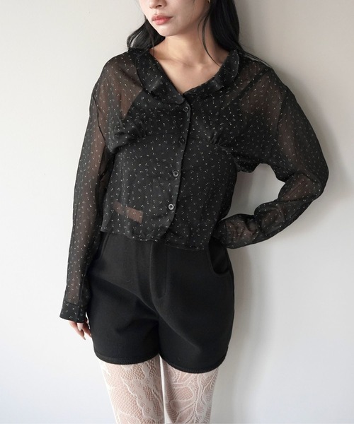 SANSeLF（サンセルフ）の「【SANSeLF】シアーフラワー切り替えブラウス saw25a078（シャツ/ブラウス・レディース・ブラック・FREE）」の12枚目の写真