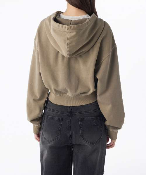 MUSINSA STANDARD WOMAN（ムシンサスタンダードウーマン）の「ウィメンズピグメントボリュームクロップフードパーカー[ベージュ]（パーカー・レディース・その他・SMALL/MEDIUM/LARGE/X-SMALL）」の6枚目の写真