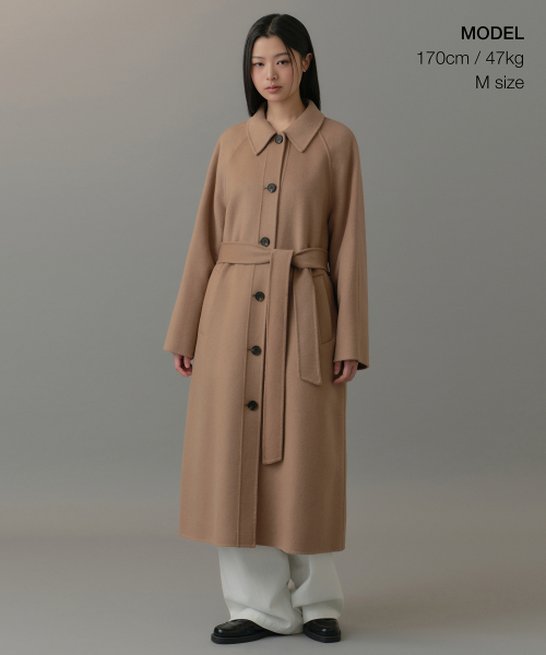 MUSINSA STANDARD WOMAN（ムシンサスタンダードウーマン）の「ウィメンズカシミヤブレンドハンドメイドバルマカンローブコート[キャメル]（チェスターコート・レディース・その他・SMALL/MEDIUM/LARGE）」の2枚目の写真