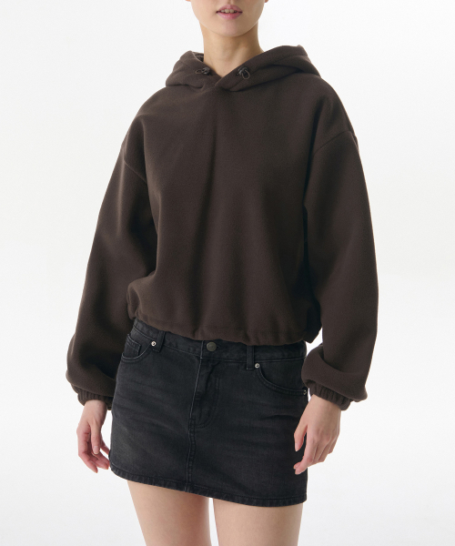 Womens over-size polo rib free-sleeve forward park shirt [brown]