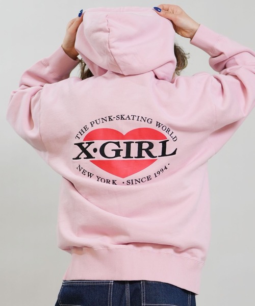 ムラサキスポーツ限定】X-GIRL/エックスガール HEART LG ZIP SWT HD