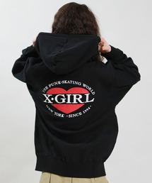 【ムラサキスポーツ限定】X-GIRL/エックスガール HEART LG ZIP SWT HD パーカー 105254012028