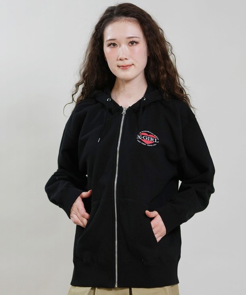 ムラサキスポーツ限定】X-GIRL/エックスガール HEART LG ZIP SWT HD