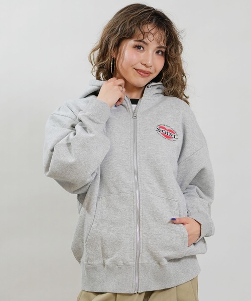 ムラサキスポーツ限定】X-GIRL/エックスガール HEART LG ZIP SWT HD