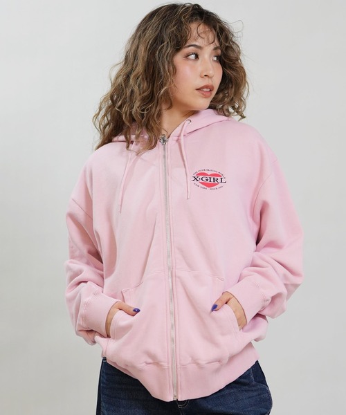 ムラサキスポーツ限定】X-GIRL/エックスガール HEART LG ZIP SWT HD
