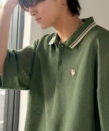 Java（ジャバ）の「《JaVaジャバコラボ》軽くて涼しくてアイロン要らず！ワンポイント刺繍入り 襟ライン配色 サマーニットポロシャツ（半袖）（ポロシャツ）」