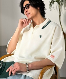 Java（ジャバ）の「《JaVaジャバコラボ》軽くて涼しくてアイロン要らず！ワンポイント刺繍入り 襟ライン配色 サマーニットポロシャツ（半袖）（ポロシャツ）」