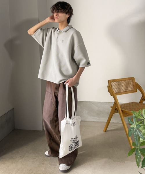 Java（ジャバ）の「《JaVaジャバコラボ》軽くて涼しくてアイロン要らず！ワンポイント刺繍入り 襟ライン配色 サマーニットポロシャツ（半袖）（ポロシャツ・メンズ・ライトグレー/カーキ/アイボリー/ブラック・SMALL/MEDIUM/LARGE）」の20枚目の写真