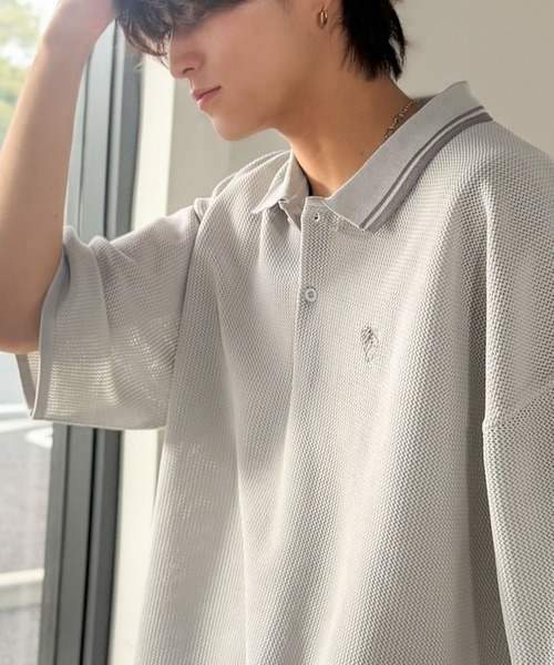 Java（ジャバ）の「《JaVaジャバコラボ》軽くて涼しくてアイロン要らず！ワンポイント刺繍入り 襟ライン配色 サマーニットポロシャツ（半袖）（ポロシャツ・メンズ・ライトグレー/カーキ/アイボリー/ブラック・SMALL/MEDIUM/LARGE）」の13枚目の写真