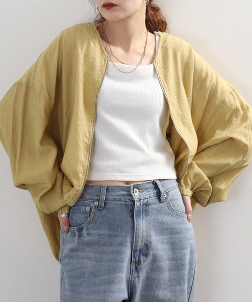 Arinomama(アリノママ)の「Arinomama MA-1風シアシャツ(シャツ/ブラウス・レディース・アイボリー/ライトブラウン/ブラック/マスタード・FREE)」の17枚目の写真