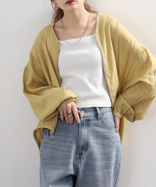 Arinomama(アリノママ)の「Arinomama MA-1風シアシャツ(シャツ/ブラウス・レディース・アイボリー/ライトブラウン/ブラック/マスタード・FREE)」の18枚目の写真