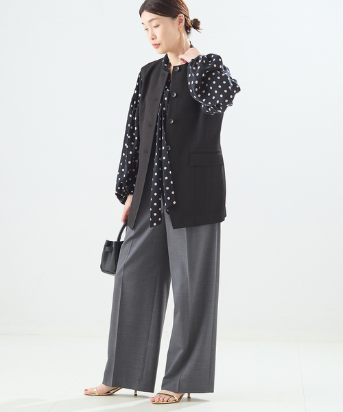 journal standard L'essage（ジャーナルスタンダードレサージュ）の「リノオックス ノーカラーベスト（その他アウター・レディース・アイボリー/ブラック・FREE）」の3枚目の写真