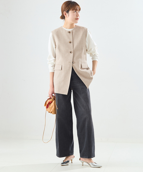 journal standard L'essage（ジャーナルスタンダードレサージュ）の「リノオックス ノーカラーベスト（その他アウター・レディース・アイボリー/ブラック・FREE）」の9枚目の写真