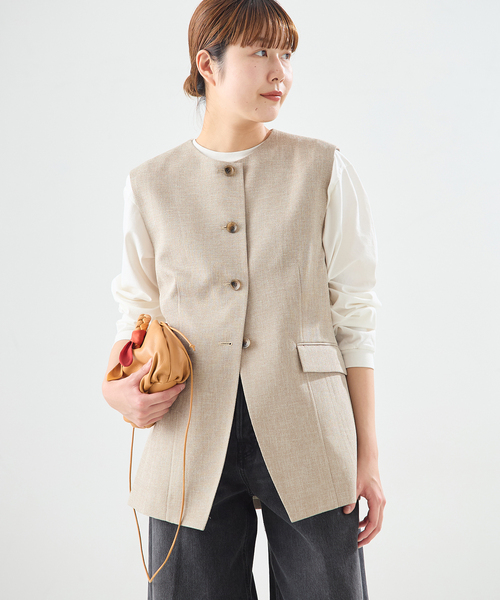 journal standard L'essage（ジャーナルスタンダードレサージュ）の「リノオックス ノーカラーベスト（その他アウター・レディース・アイボリー/ブラック・FREE）」の12枚目の写真