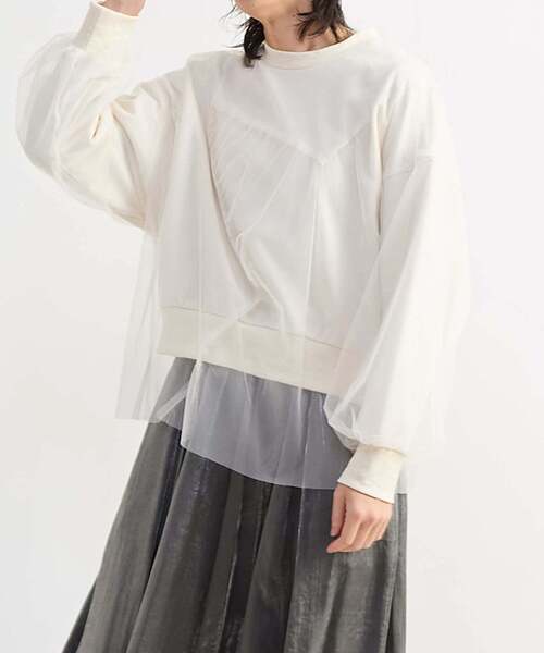 CONVERSE TOKYO（コンバーストウキョウ）の「STAR★ TULLE LAYERED SWEAT（スウェット・レディース・オフホワイト/グレー/ブルー・FREE）」の2枚目の写真